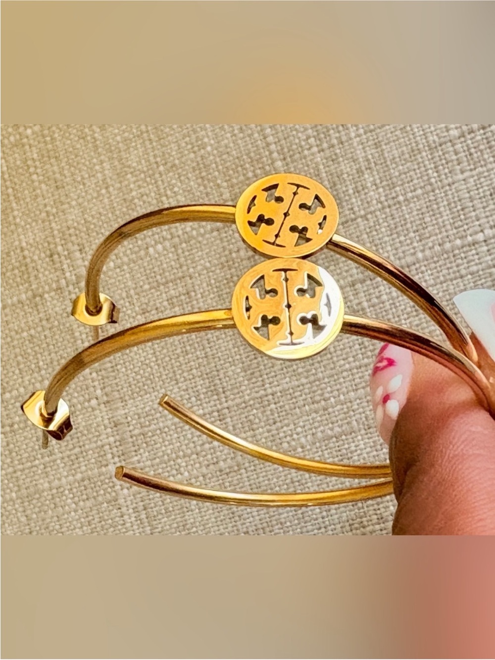 Tory Burch Gold Logo Hoop Earrings- NEW!